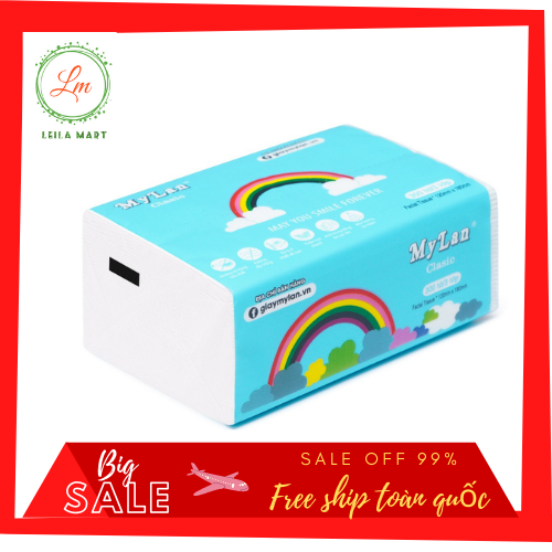 1 gói( 300 tờ 3 lớp) giấy ăn cầu vồng cao cấp MyLan