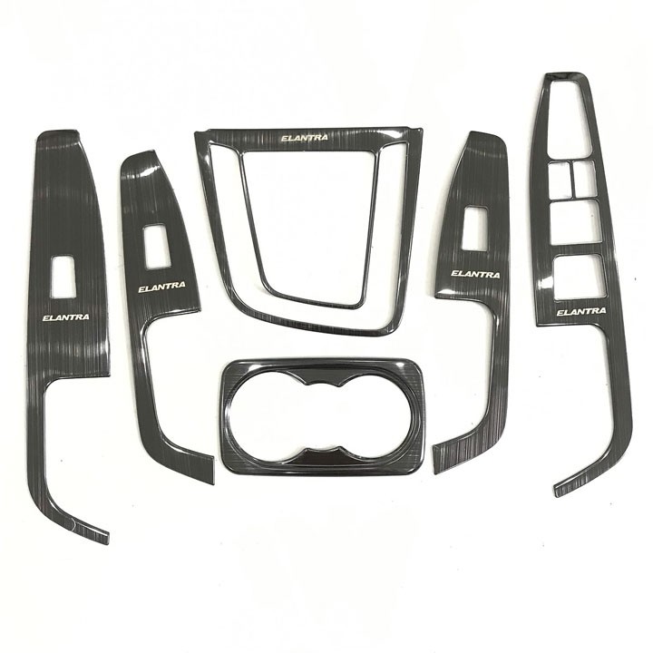 Ốp Trang Trí Nội Thất Xe Elantra 2016 2017 2018 2019 2020- 2021- 6 Chi Tiết, Mẫu Titan, Có Sẵn Keo Dính Dễ Dàng Lắp Đặt Tại Nhà, Phụ Kiện Trang Trí Xe Sang Trọng Hơn