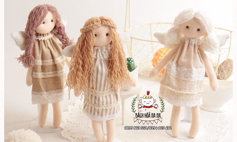 [SIÊU RẺ] Bộ Kit tự thêu DIY may búp bê THIÊN THẦN NHỎ- thú nhồi bông tự làm, búp bê handmade - Handmade Nana Shop