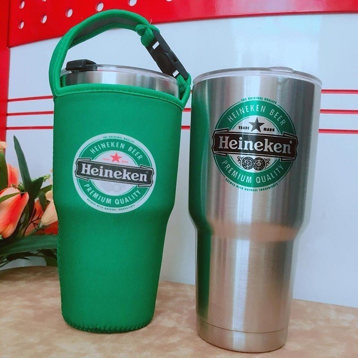 Ly nước giữ nhiệt thái lan có ống hút 900ml và túi xách