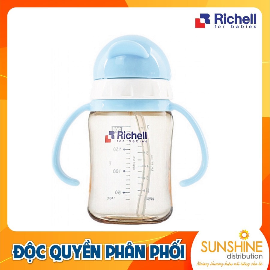 Bình ống hút ppsu richell (200ml-xanh lơ