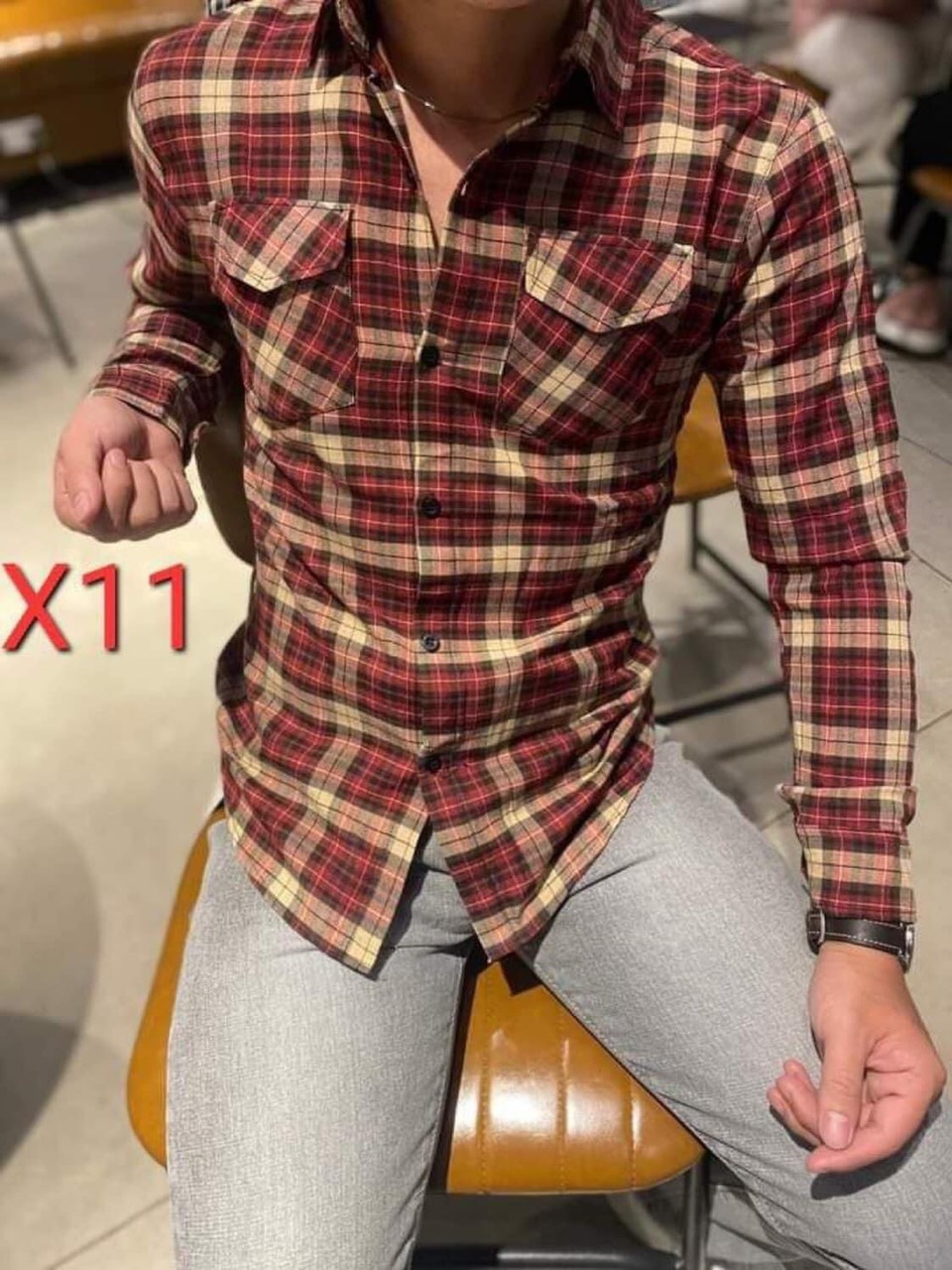 Áo sơ mi kate nỉ caro