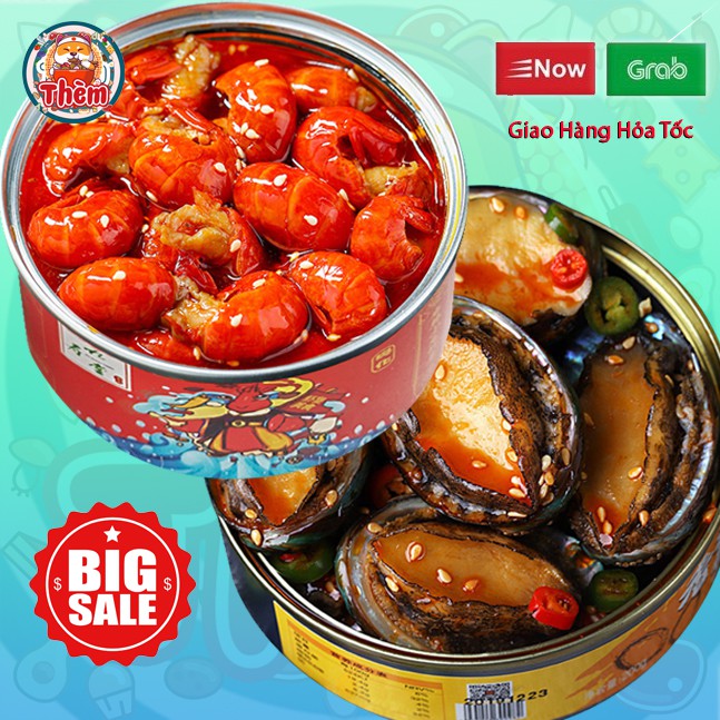 Combo bào ngư và tôm hùm đất sốt cay đóng hộp