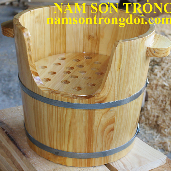 Chậu xông đầu dưỡng tóc bằng gỗ thông