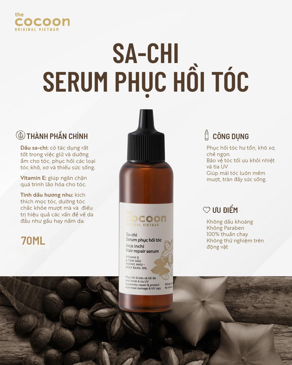 Sachi serum phục hồi tóc cocoon 70ml