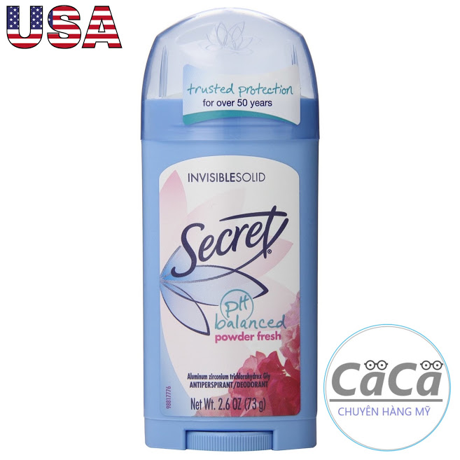 Lăn sáp khử mùi nữ Secret Powder Fresh 73g Invisible Solid - Mỹ