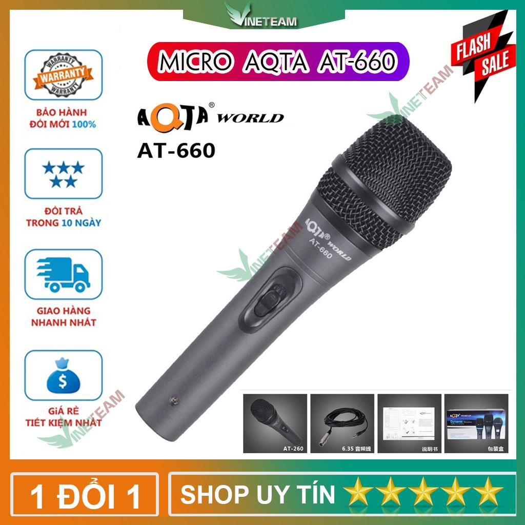 Micro karaoke có dây AT-989AT-660 thương hiệu quốc tế AQTA đối thủ SHURE SM-959 cho các loại loa kéo loa karaoke bluetooth JBZ SANSUI ZANSONG DAILE ISKY JBL P89 P88... - Micro có dây giá rẻ - Hỗ trợ các thiế