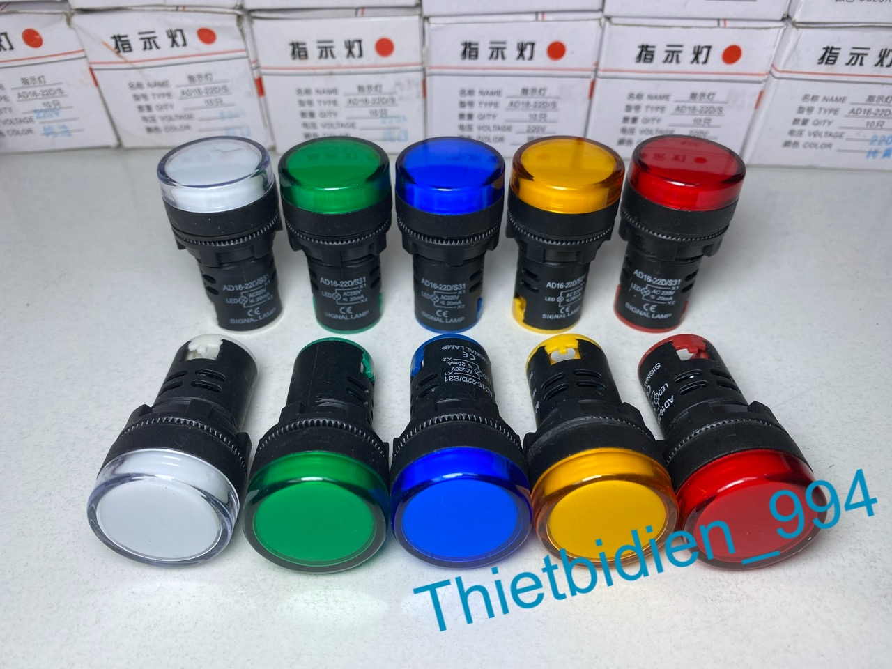 Đèn led báo pha ad16-22ds phi 22mm điện áp 220vac