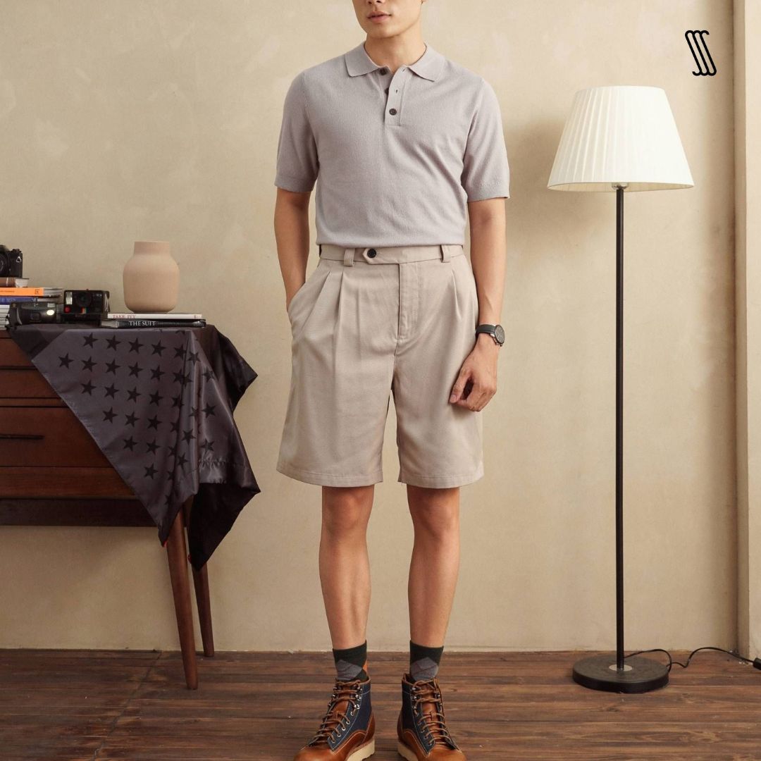 Quần short nam ssstutter co giãn, ống rộng scout short