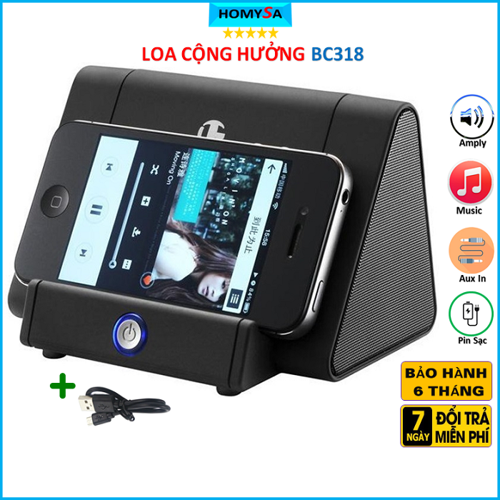 Loa cộng hưởng khuếch đại âm thanh BC318 - Âm thanh bass mạnh - loa cảm ứng ma thuật best core kiêm giá đỡ - 3W