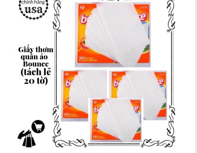 Giấy thơm quần áo bounce mỹ tách lẻ 20 tờ