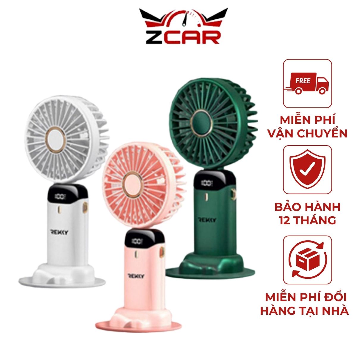 Quạt tích điện REKKY để bàn gấp gọn 3 cấp độ gió, Quạt mini sạc điện, quạt mini để bàn