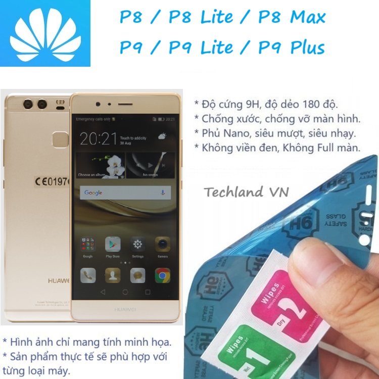 Cường lực phủ nano huawei p8 / p9 / p8 lite / p9 lite / p8 max / p9 plus - trong suốt, không full màn, không viền đen