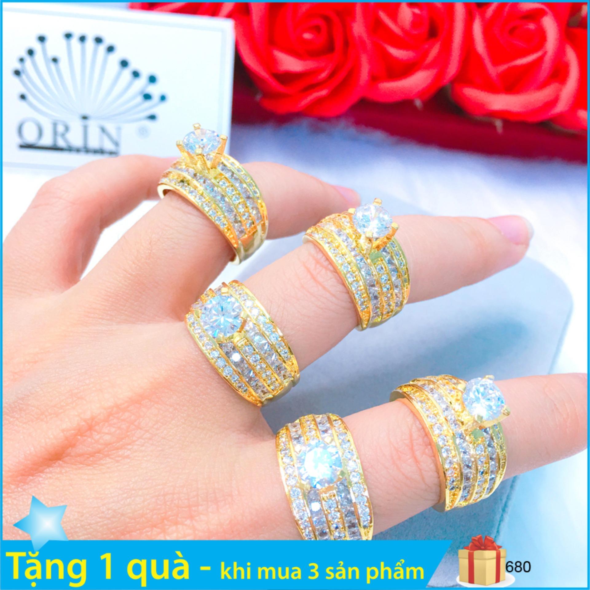 Nhẫn nữ bản đính đá hột cao thiết kế thời trang Orin N680