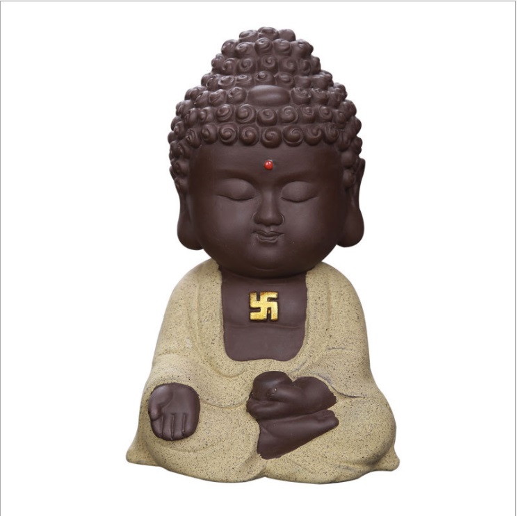 Tượng Như lai mini 3 màu bằng gốm tử cao cấp, tượng phật nhỏ để bàn làm việc, ô tô , khay trà