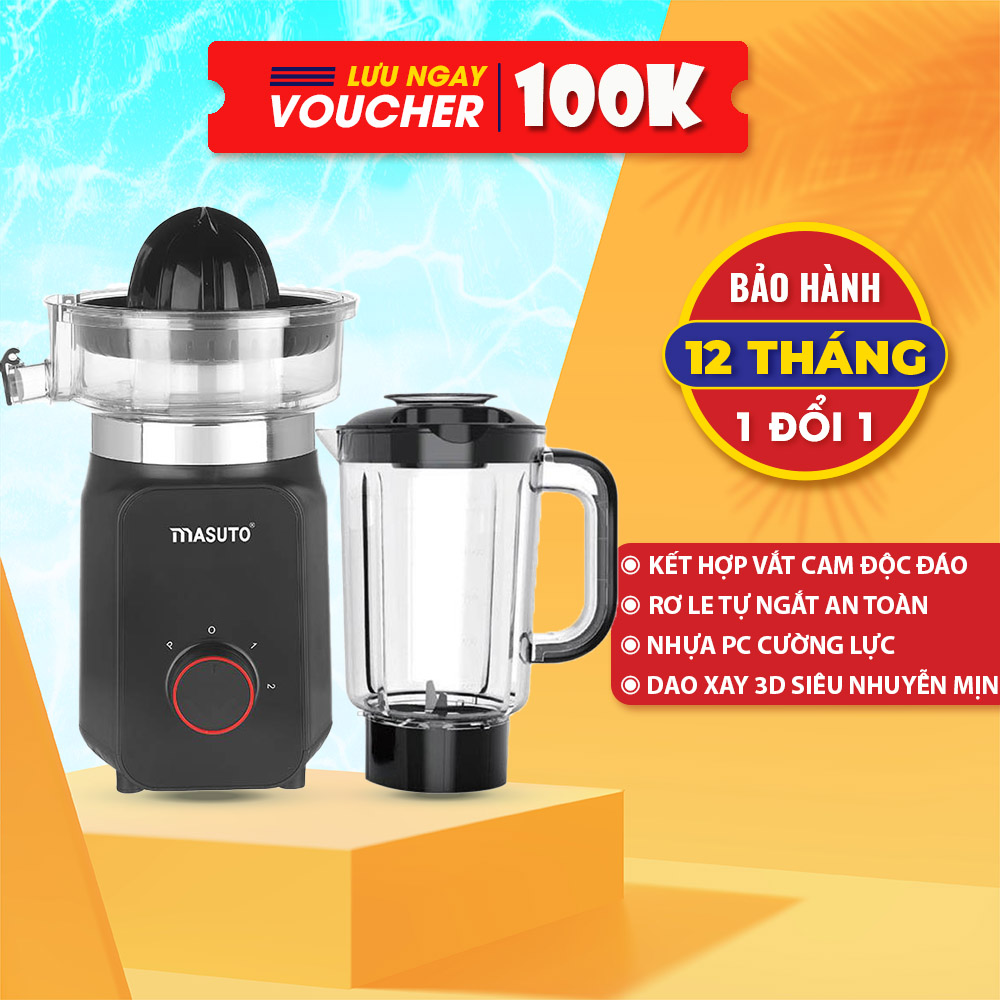 Máy xay sinh tố vắt cam đa năng masuto blender cối 1,25l say đá viên hoa quả smoothie siêu nhuyễn mịn