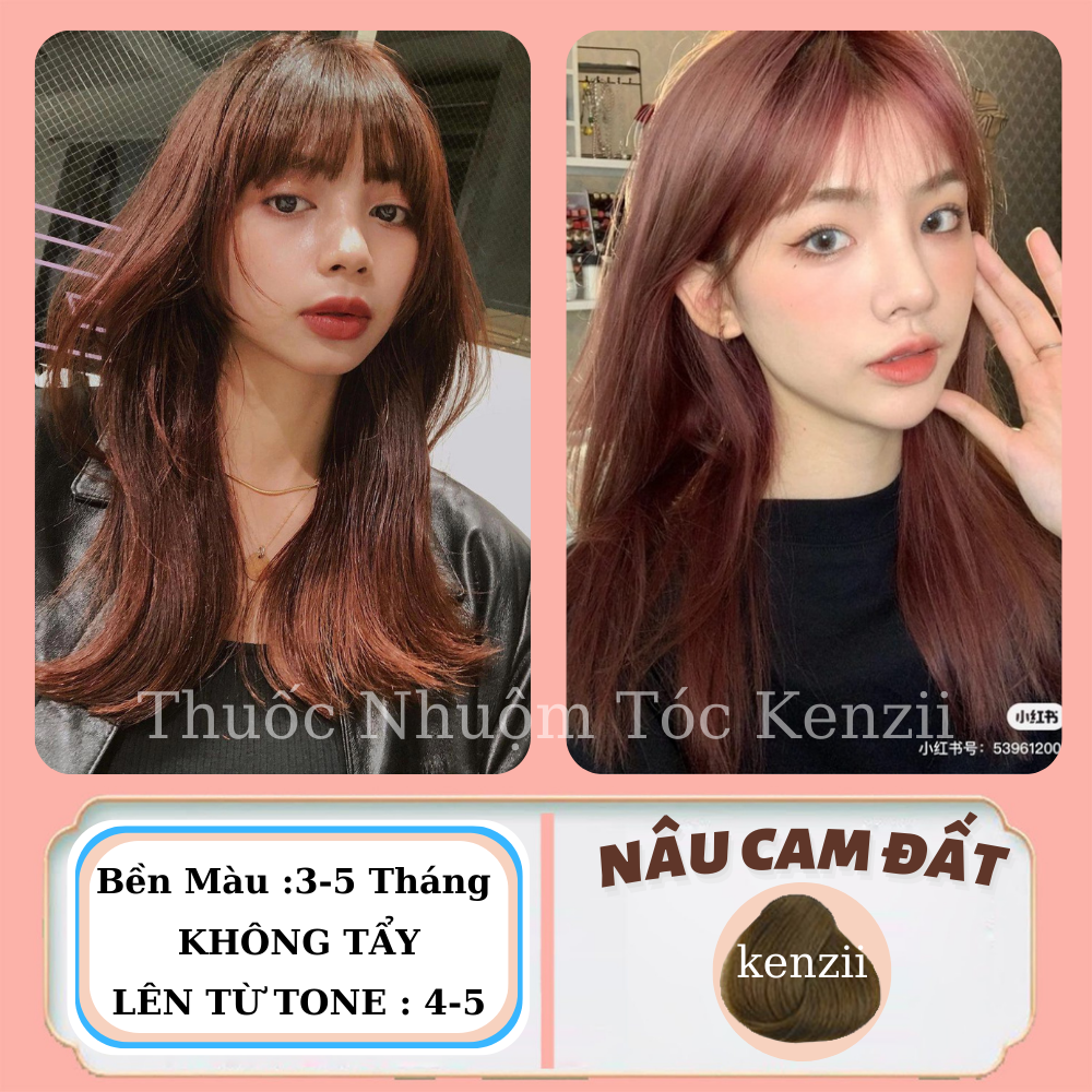 Thuốc nhuộm tóc NÂU CAM ĐẤT lên từ tone 4 - 5 ( Tặng oxi ) KENZII - Thuốc nhuộm tóc màu NÂU CAM ĐẤT