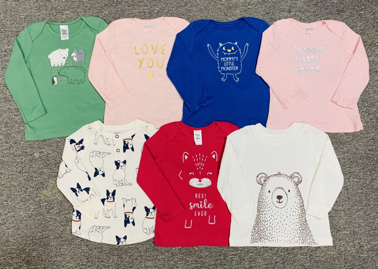 Áo thun bé trai/bé gái tay dài 100% cotton - Carter xuất xịn