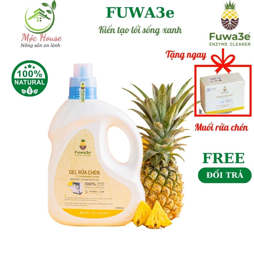 Nước rửa chén bát dùng cho máy rửa bát, nước rửa chén bát hữu cơ Fuwa3e,can 2L, an toàn cho máy, làm sạch, làm bóng chén bát,Mộc xanh house