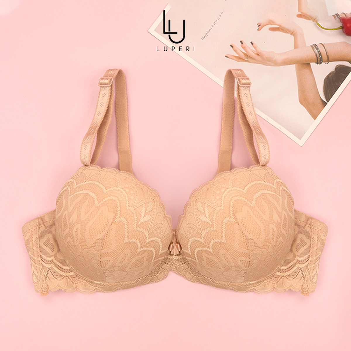Áo Lót Ren Có Gọng Nâng Ngực Luperi LV88 áo ngực mút đệm mềm dày 5cm siêu đẩy dáng quả vát ôm ngực bản 2 móc trẻ trung gợi cảm cho ngực lép ngực nhỏ