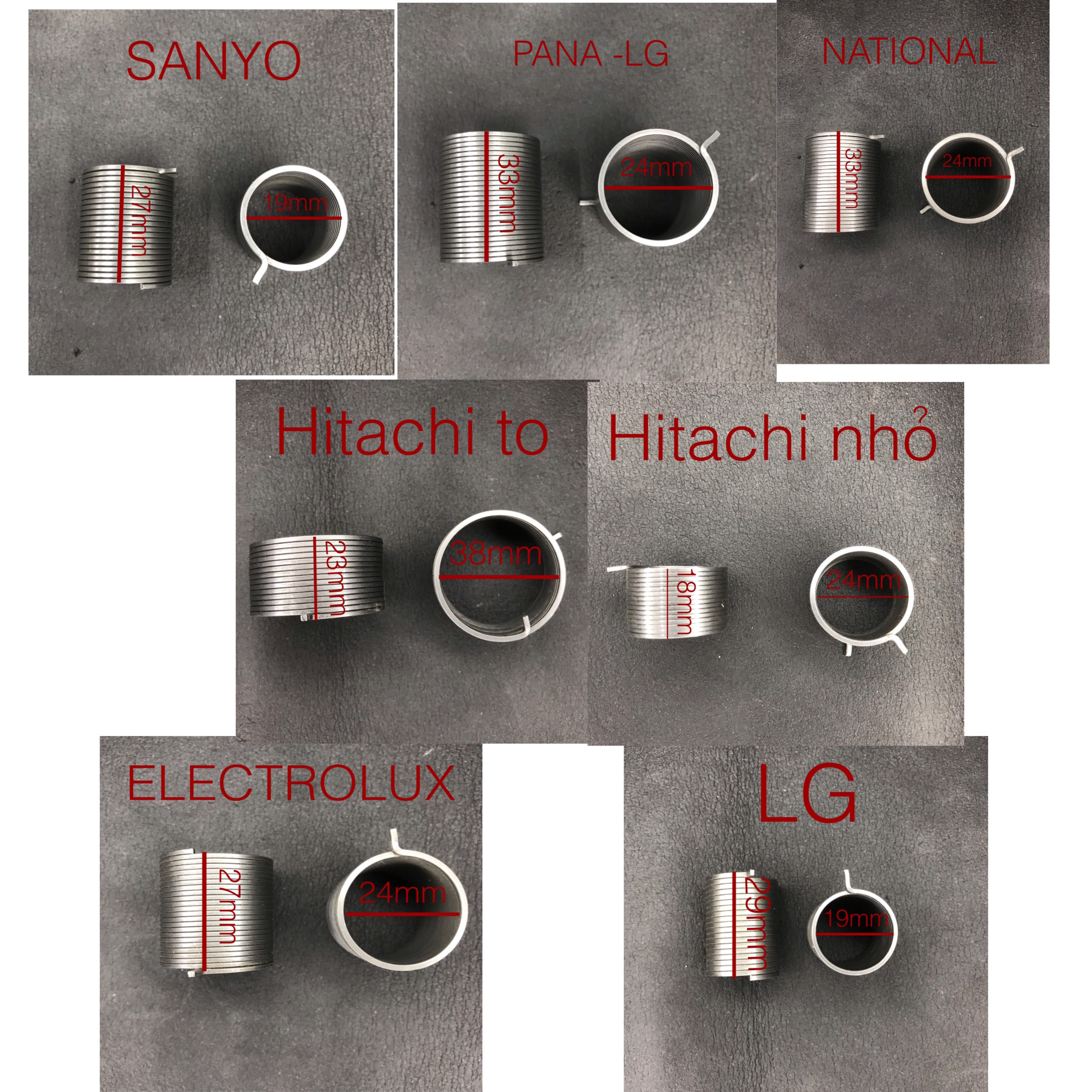 Lò xo xoáy máy giặt - Lò xo côn máy giặt các hãng Hitachi, LG, Electrolux, National, Sanyo, Panasonic | GIÁ TỐT |