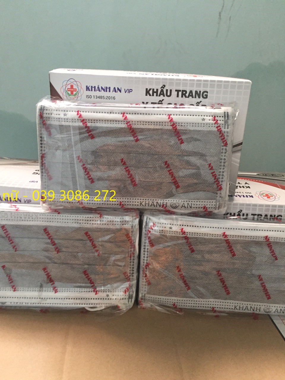 khẩu trang y tế màu xám khánh an khánh khuẩn - chính hãng