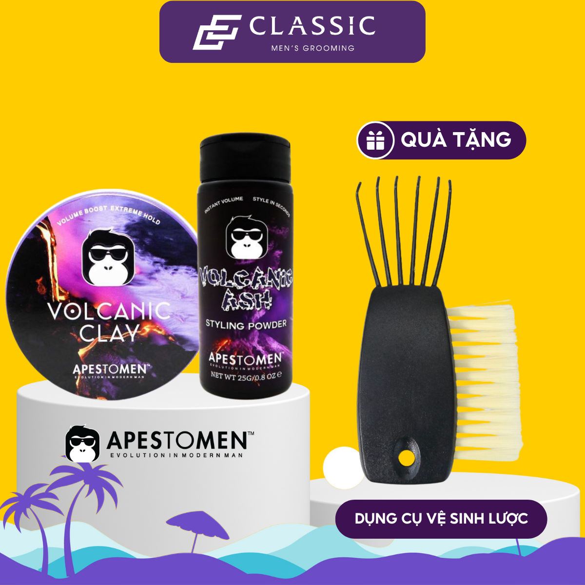Combo Sáp Vuốt Tóc Volcanic Clay 80ml + Bột Volanic Ash Styling Powder 25g