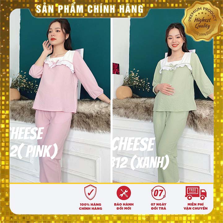 [Chính Hãng]  Bộ BB12  Bầu Mặc Nhà Mùa Hè Chất Mát Có Khóa Sau Sinh