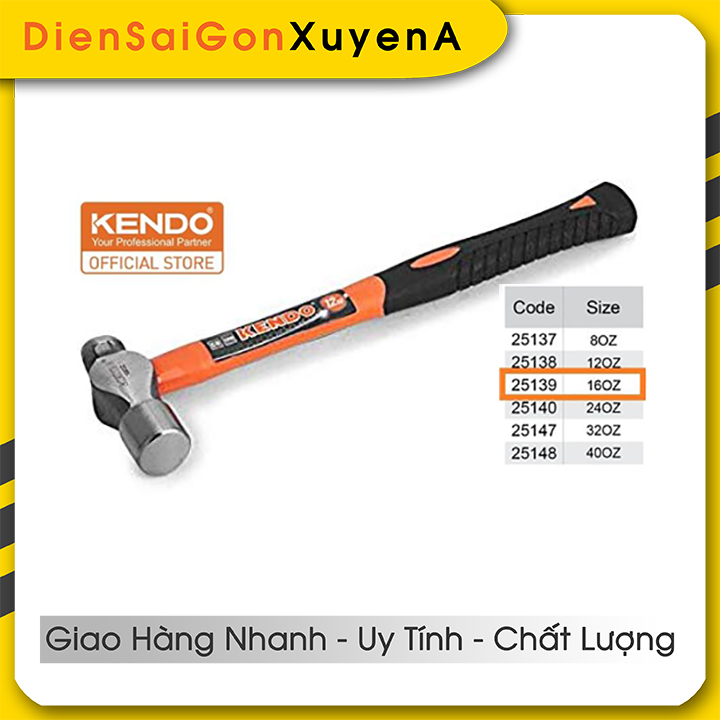 Búa đầu tròn 16oz 450g cs tpr kendo 25139 - điện sài gòn xuyên á