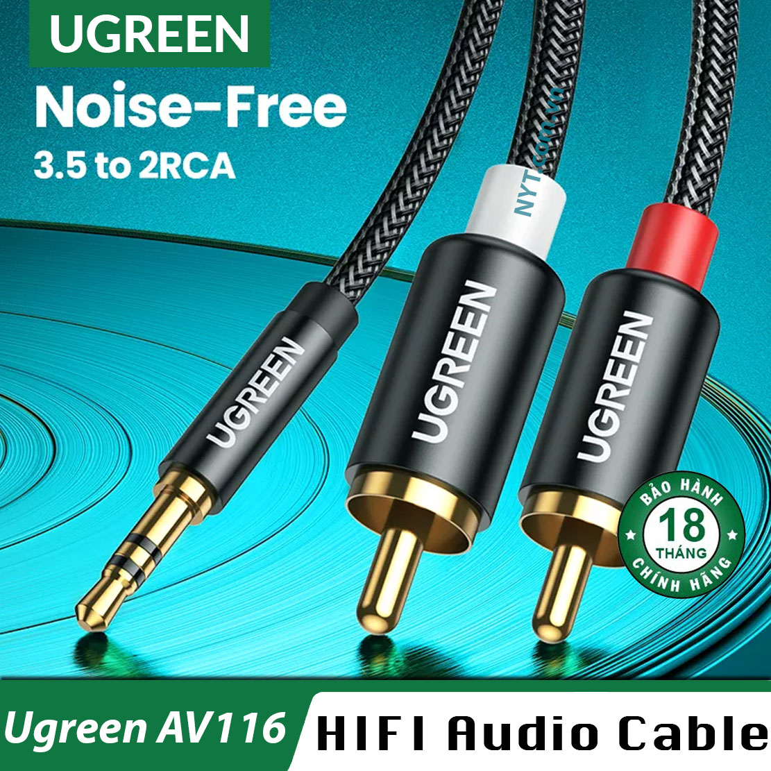 Dây 3ly sang 2rca bện lưới cao cấp ugreen av116 - hifi audio - bh 18t chính hãng