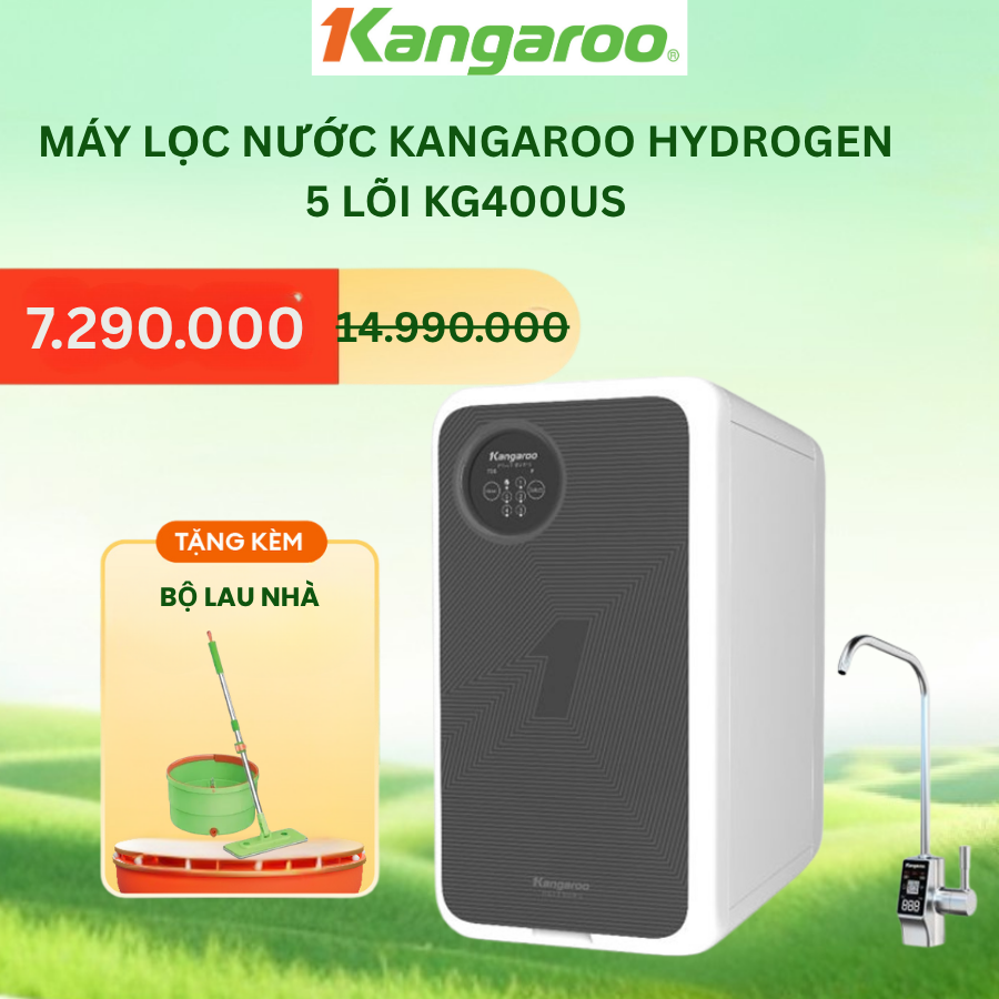 [LẮP ĐẶT MIỄN PHÍ] Máy lọc nước Kangaroo Hydrogen 5 lõi KG400US - vòi cảm ứng công suất lọc 60L/H