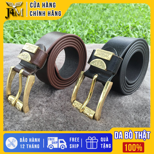 Thắt lưng nam da bò nguyên miếng, đầu đồng nguyên khối, hàng chính hãng, dây nịt cao cấp cho nam, bảo hành 5 năm, TD01