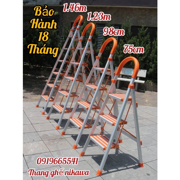 Thang nhôm ghế chữ a 3 4 5 6 bậc xếp gọn thông minh NIKAWA thương hiệu nhật bảo hành 18 tháng giao hỏa tốc HN NKA MAXBUY