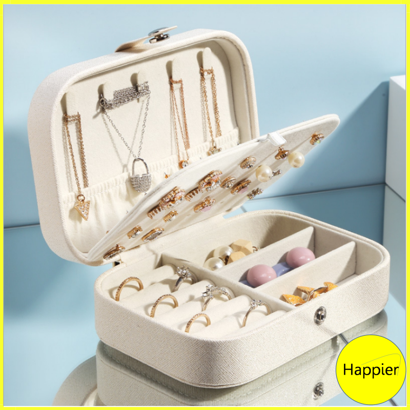 Hộp đựng trang sức mỹ phẩm pu cao cấp - happier