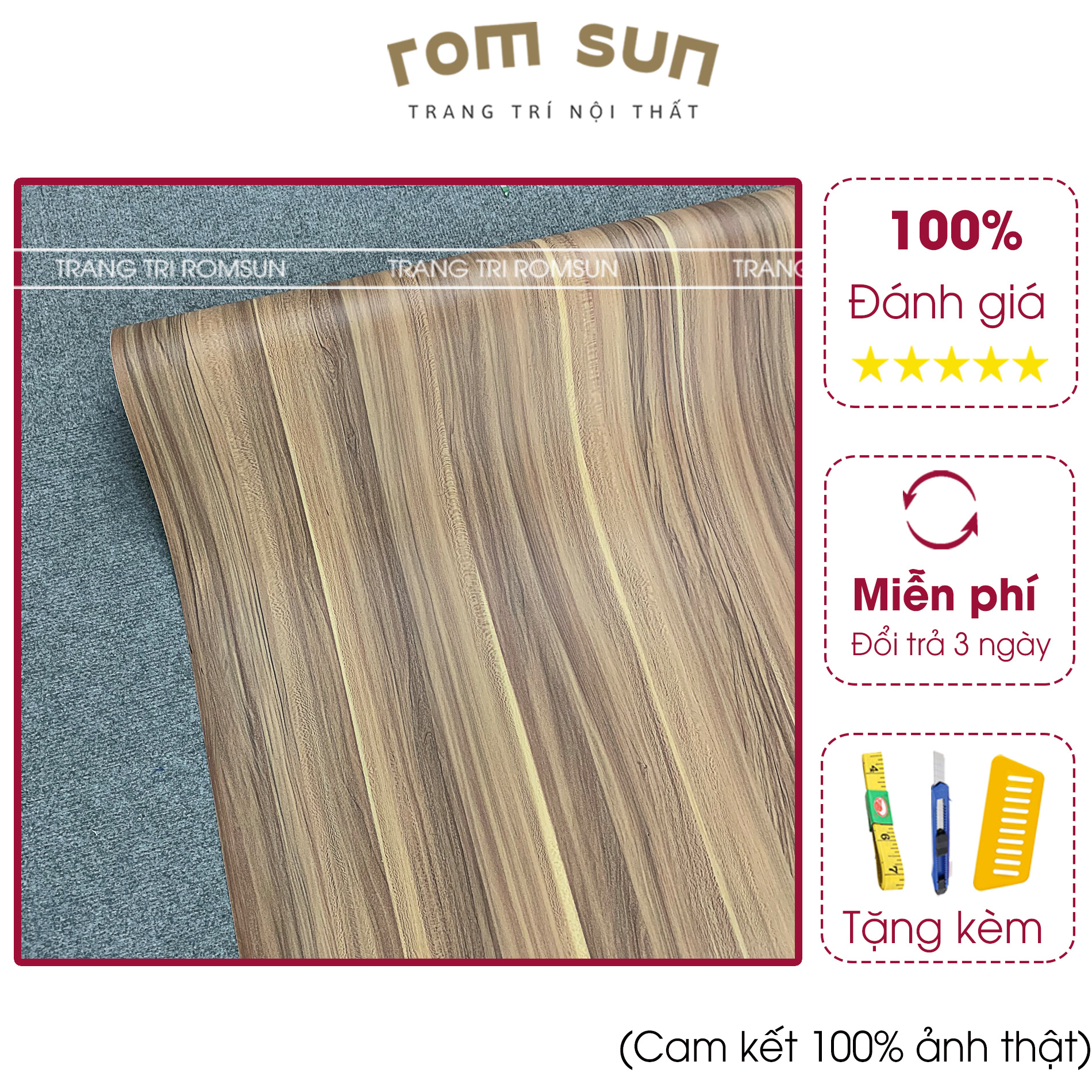 Decal giả gỗ - Giấy dán tường vẫn gỗ 3D dán bàn tủ chống nước sẵn keo đẹp giá rẻ G340