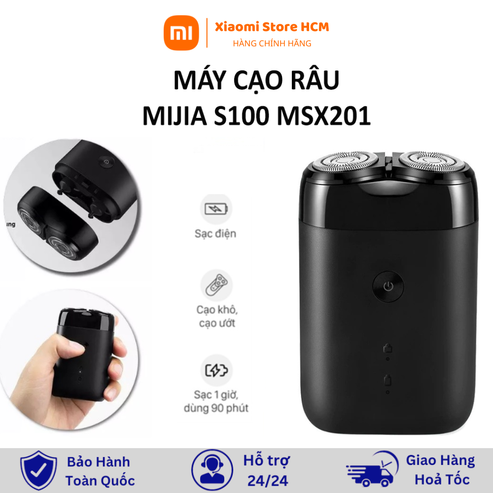 Máy Cạo Râu Mini Xiaomi Mijia S100 MSX201 2 lưỡi chống nước IPX7 Dao cạo râu chống nướcvệ sinh dễ dàng đầu cạo 3D êm ái bảo hành 2 năm