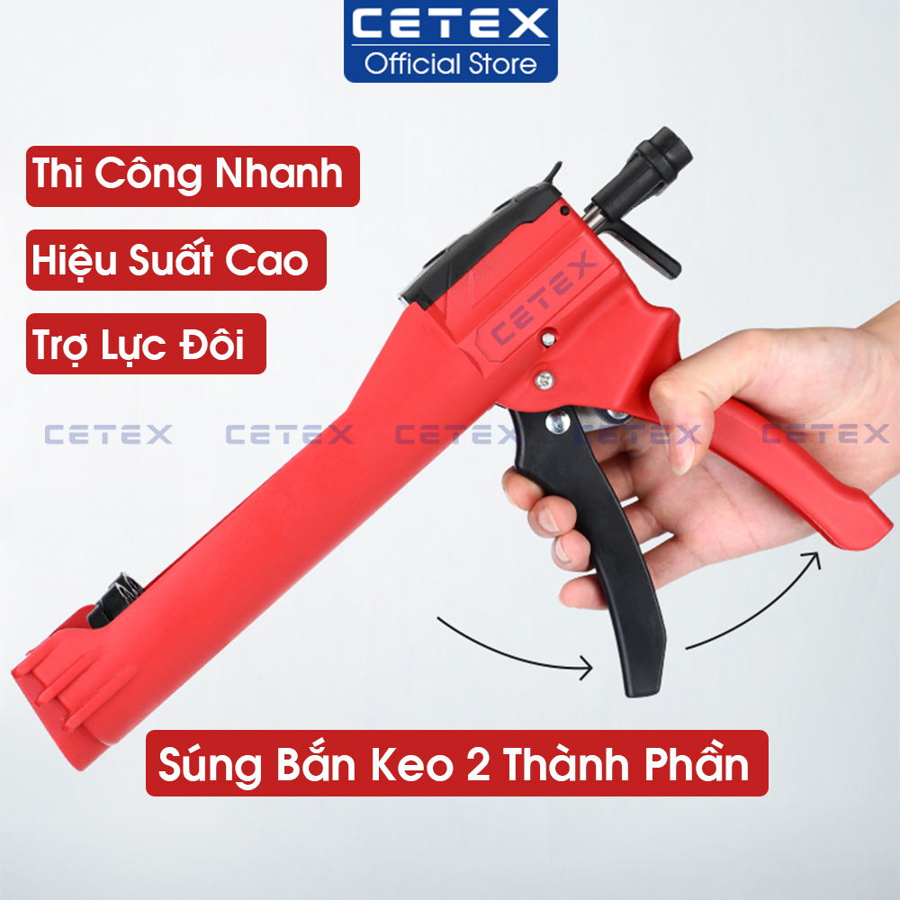 Súng bơm keo chít mạch 2 thành phần, Dụng cụ bắn keo chà ron trợ lực đôi thế hệ mới, bơm keo nhẹ hơn
