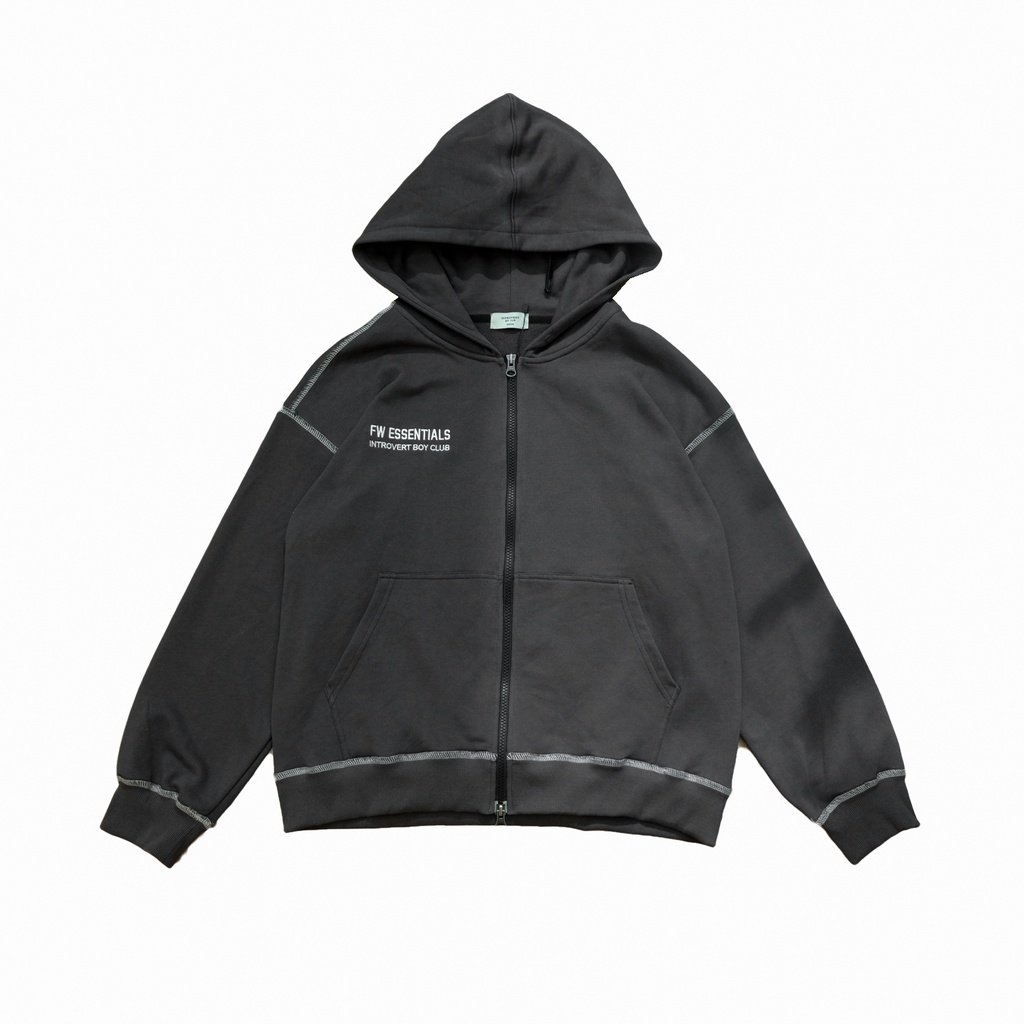 Áo zip hoodie fw2022 - màu xám - introvert boy club
