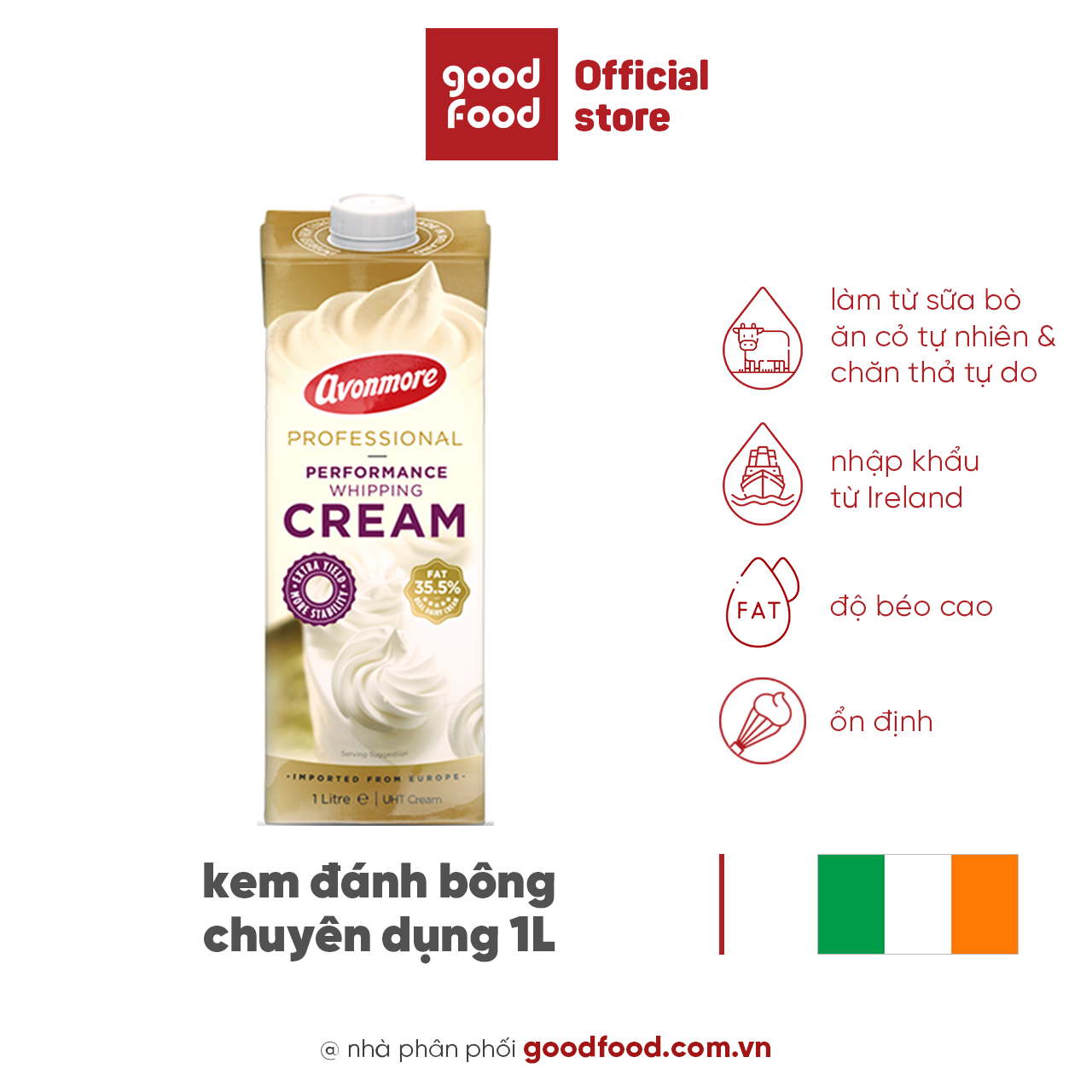 Kem Sữa Béo Avonmore Whipping Cream 1L - HSD 20 06 2023