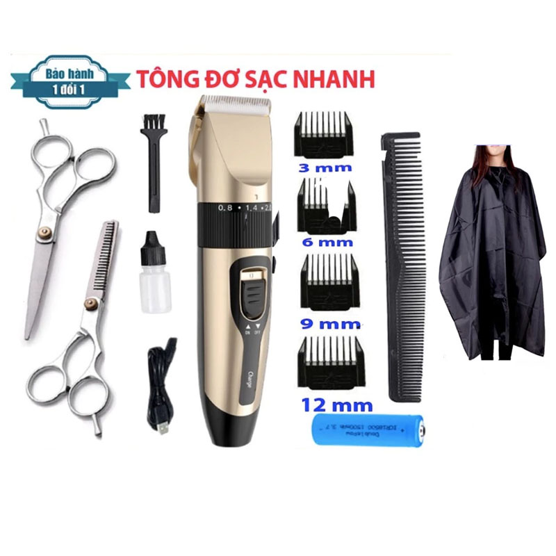  Tông Đơ Cắt Tóc Cao Cấp CG cho Người Lớn Trẻ Nhỏ Tặng  2 kéo 1 áo choàng cắt tóc 