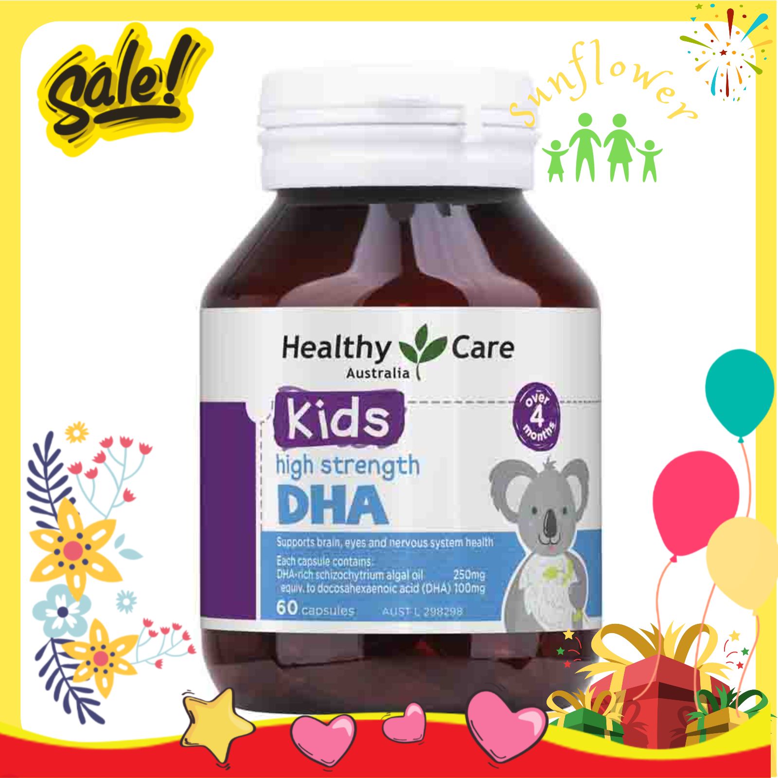 Viên tăng cường DHA cho bé Healthy care Kids DHA Shop Sunflower