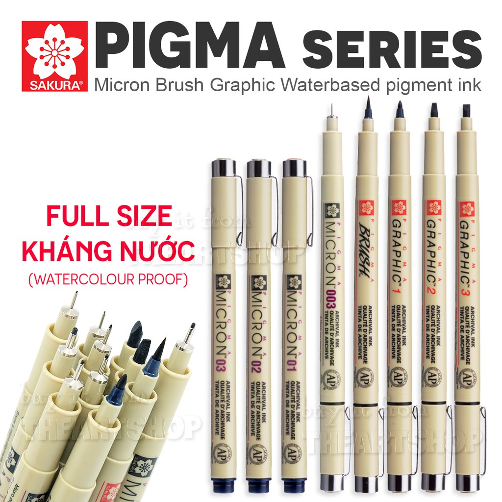 (CHÍNH HÃNG) Bút Line Đi Nét Chuyên Nghiệp SAKURA PIGMA MICRON ĐỦ SIZE ĐEN