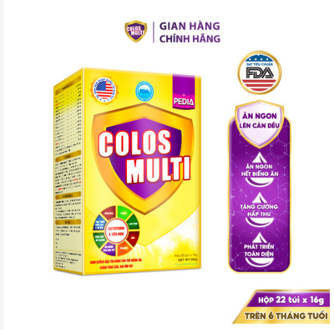 Sữa bột Colosmulti Pedia hộp 22 gói x 16g chuyên biệt hỗ trợ giúp bé ăn ngoan