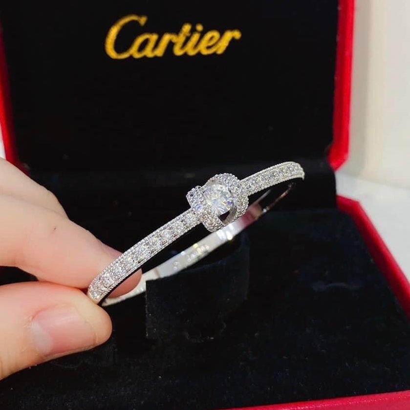 Bộ vòng tay bạc Ý, vòng tay pha lê, vòng tay kim cương mạ vàng trắng, vòng tay xi kim siêu sang đính đá cao cấp Trang sức GADO VT483939 - CAM KẾT KHÔNG PHAI