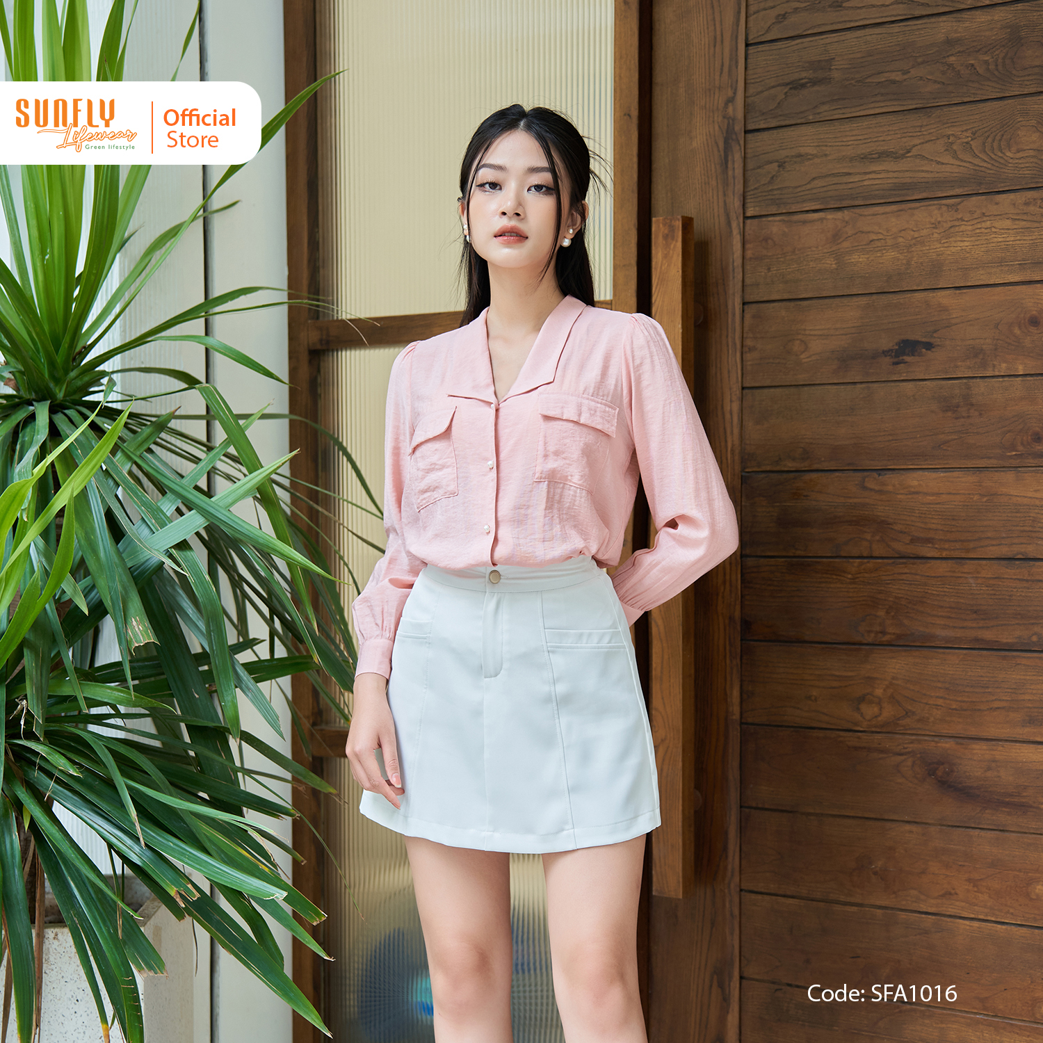 Áo sơ mi nữ linen lụa sunfly dài tay chất lụa mềm mịn mát sfa1016