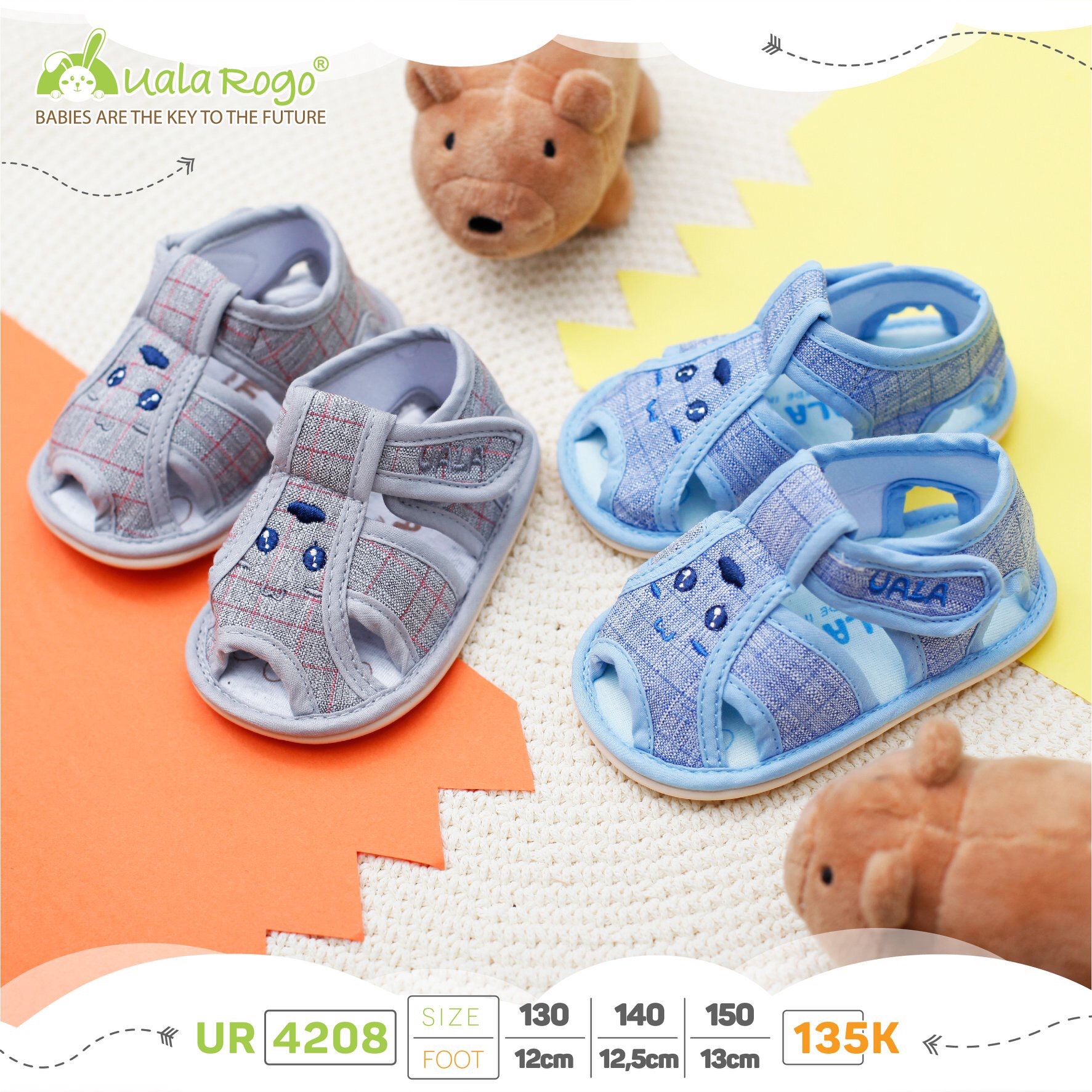 UR4208 - Giày trẻ em tập đi UalaRogo siêu mềm và chống trơn trượt