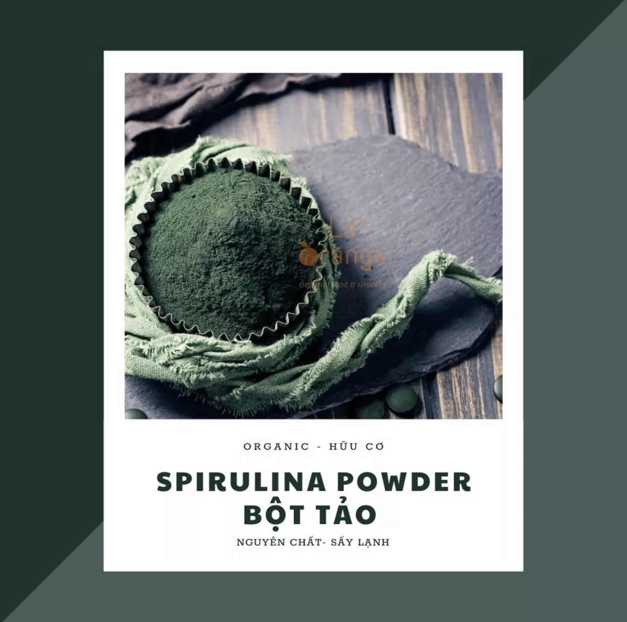 Bột tảo hữu cơ - organic spirulina powder 100g