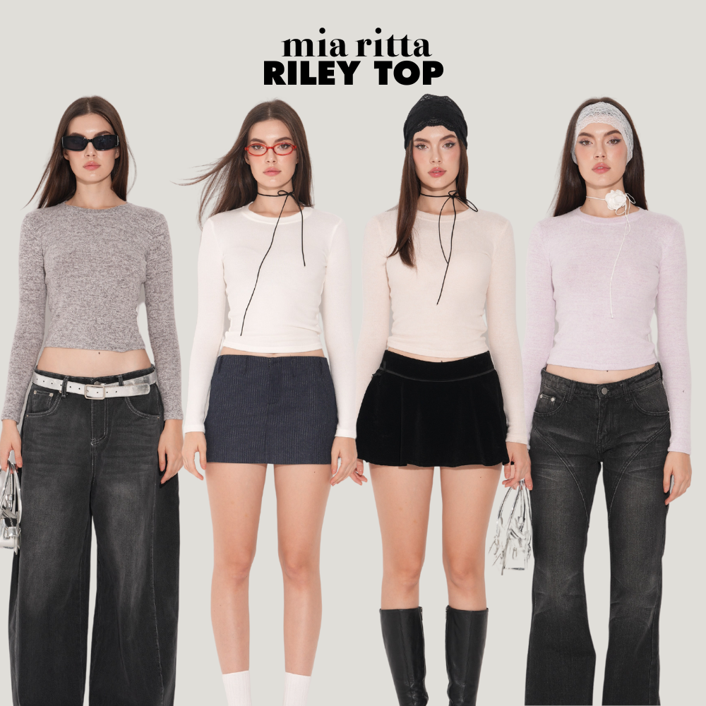 Áo thun dài tay Riley Top Mia Ritta A2173 - Áo body thun lông dài tay cổ tròn mềm mịn