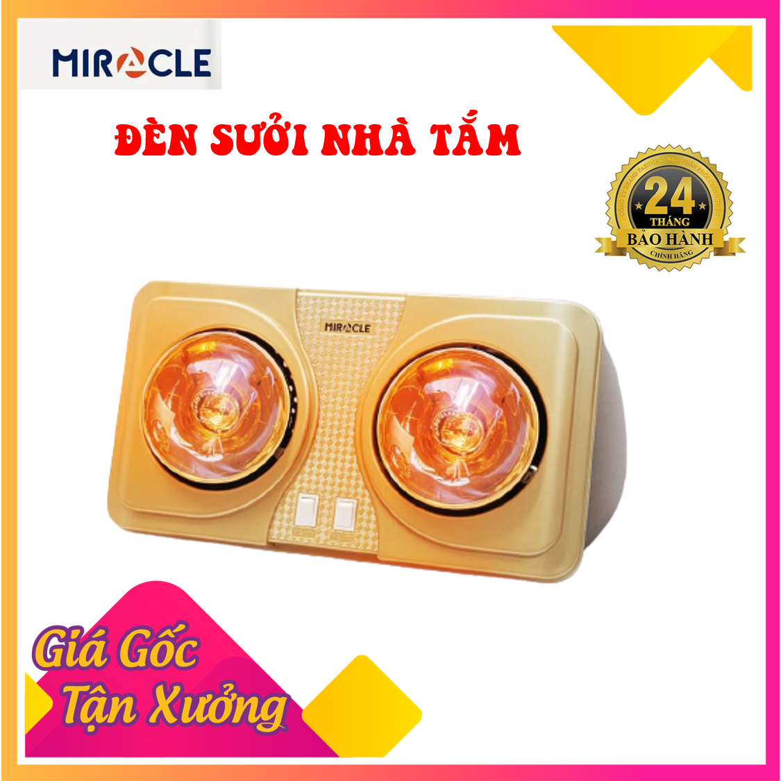 Đèn sưởi nhà tắm 2 bóng Miracle