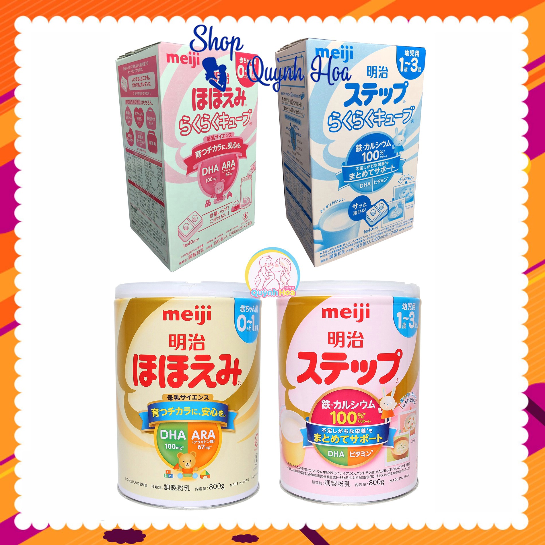 Sữa Meiji nội địa Nhật [CHÍNH HÃNG] hộp sắt / hộp giấy dạng thanh số 0-1 / số 1-3 - [CÓ TEM PHỤ TIẾNG VIỆT]